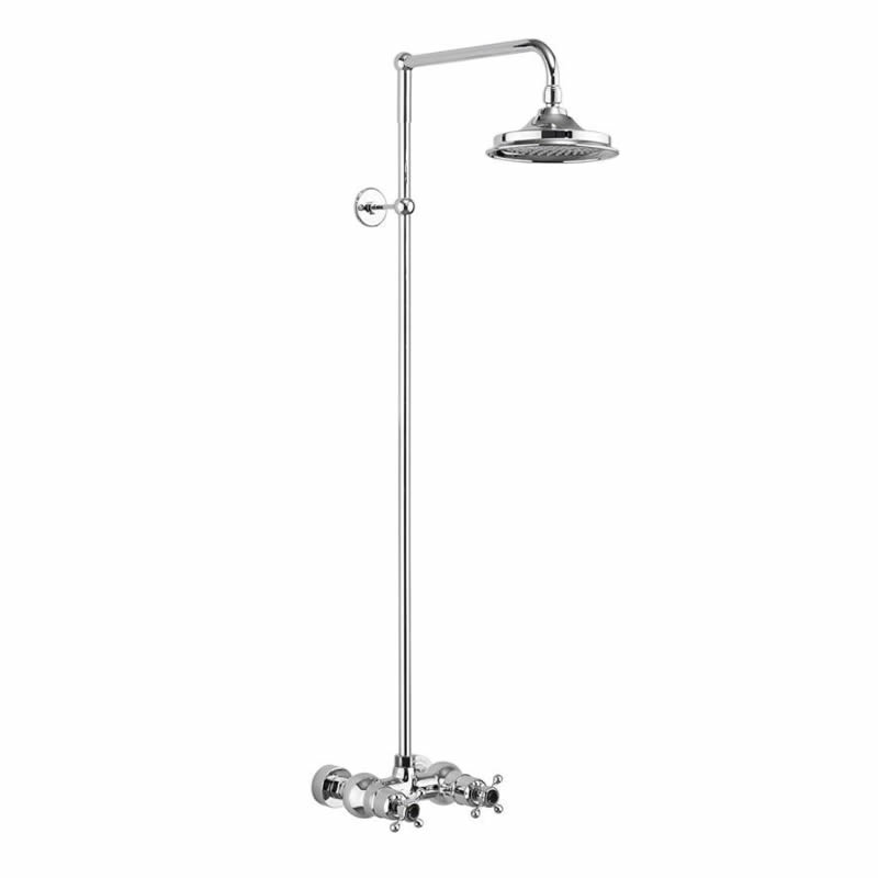 Eden Thermostatic Exposed Shower Bar Valve Single Outlet with Rigid Riser and Swivel Shower Arm with 6 inch rose  - Black